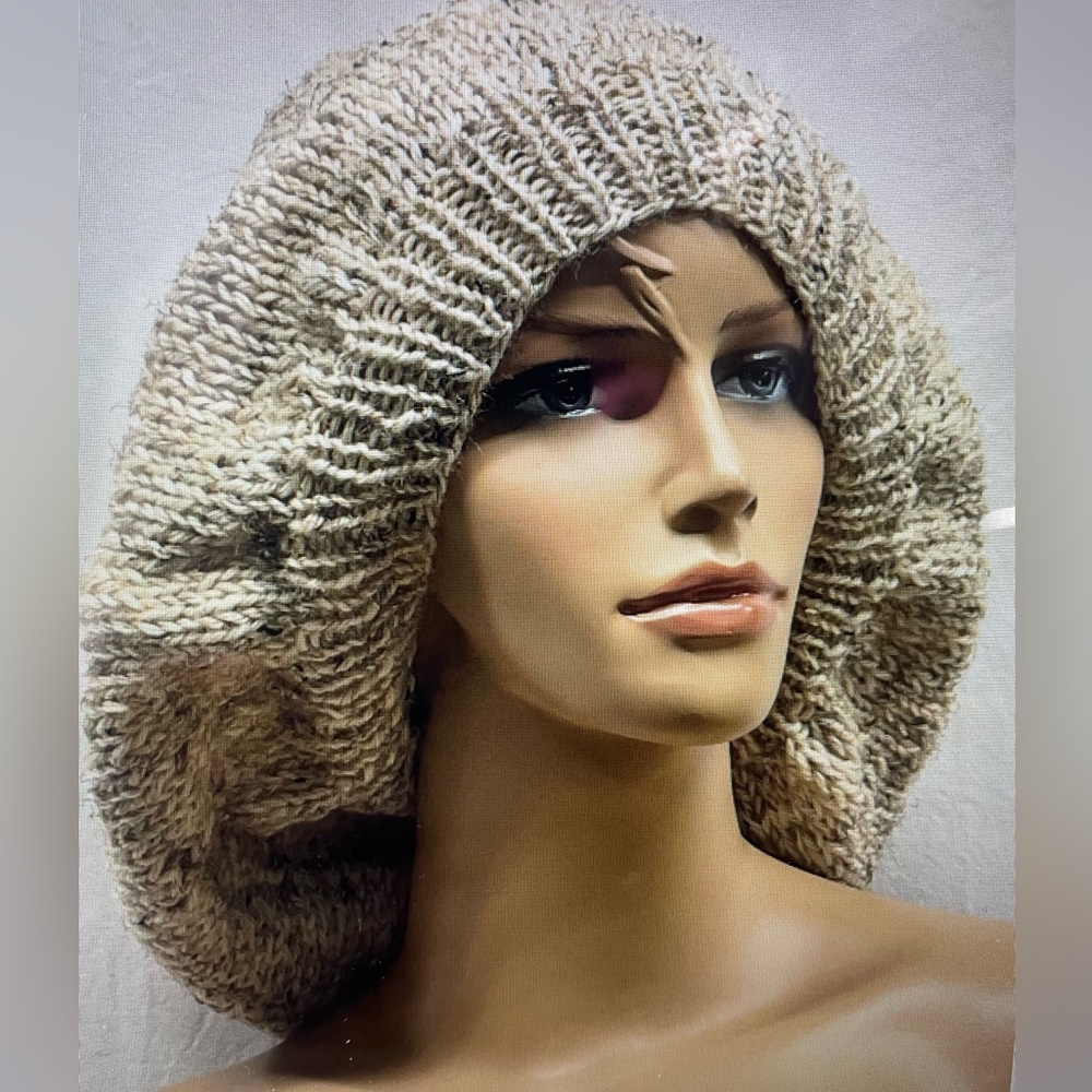 L/Xl Tweed Wool Slouchy Beanie, Hant Knit Unisex Slouchy Beanie, Slouchy Beanie